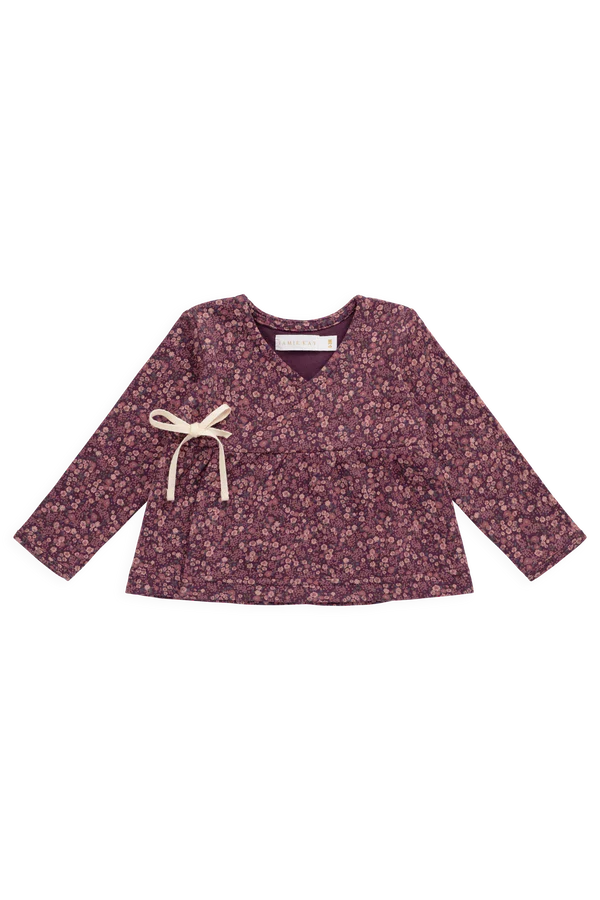 Clemence Wrap Top - Fig Floral