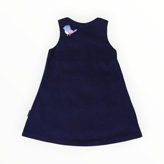Little Wren Appliqued Cord Dress - Navy