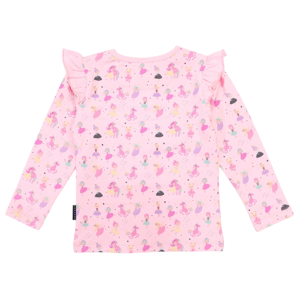 Dancing Unicorn Frill Print Tee - Pink