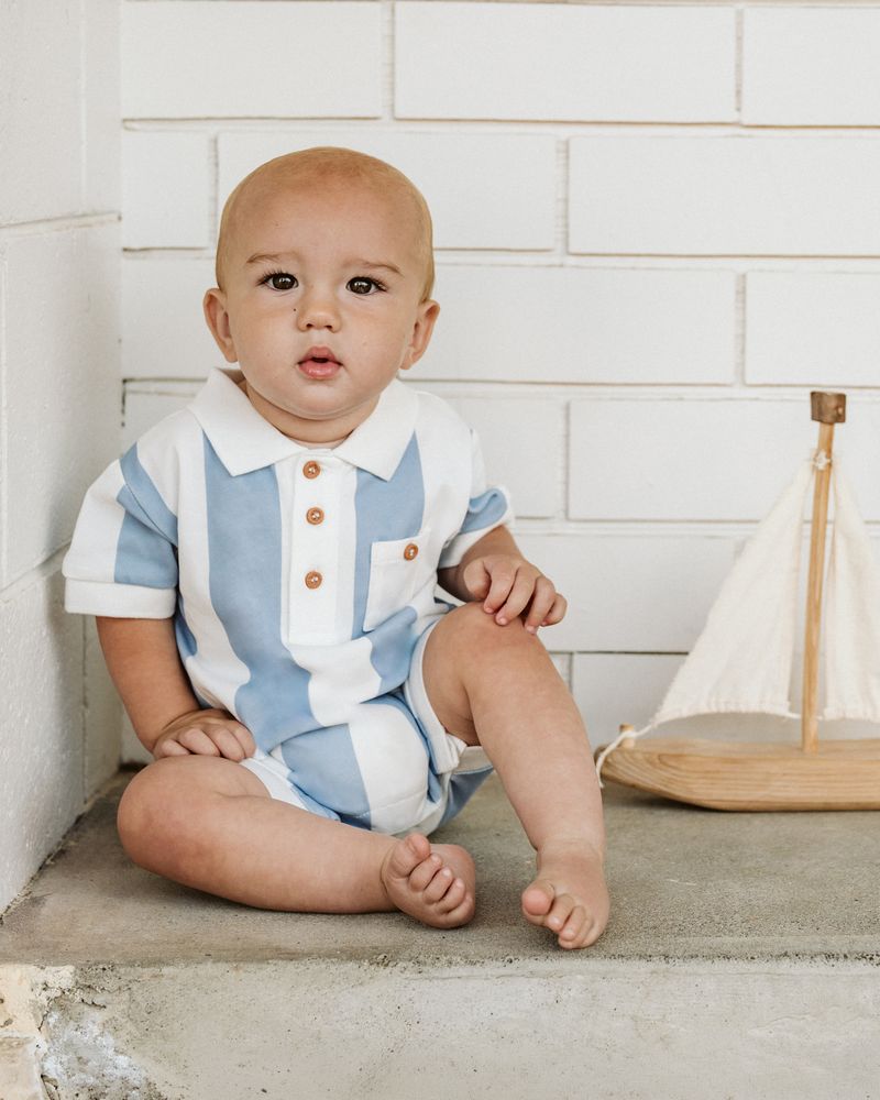 Max S/S Rugby Romper - Max Stripe