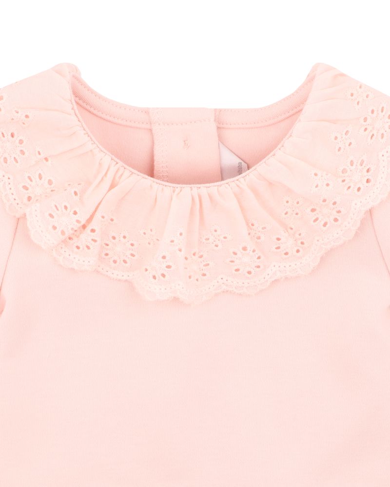 Pia Lace Collar Bodysuit - Pink