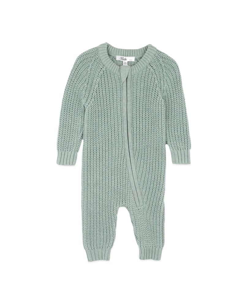 Sage Knitted Zip Romper