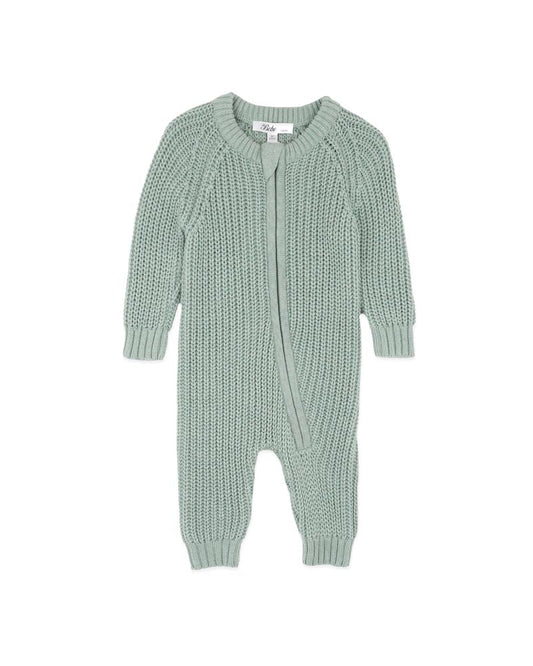 Sage Knitted Zip Romper