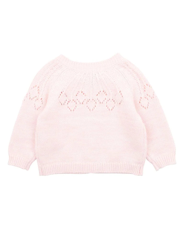 Ciara Needle Out Knitted Cardigan -Pink