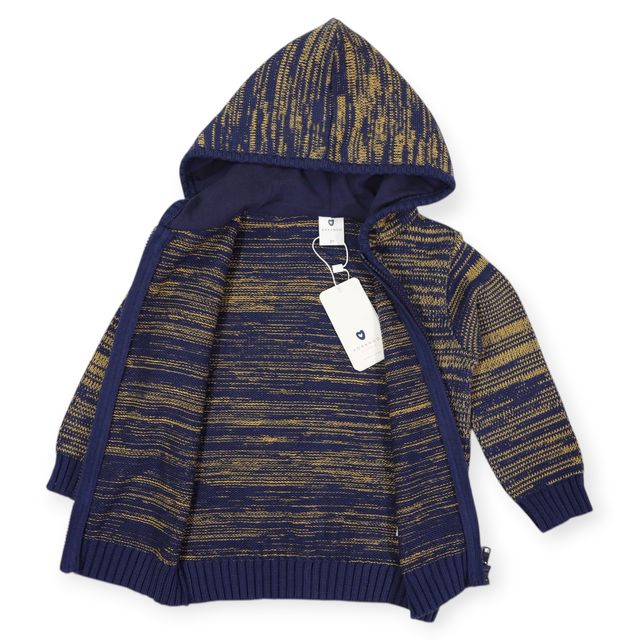 Fleck Knit Zip Jacket - Navy