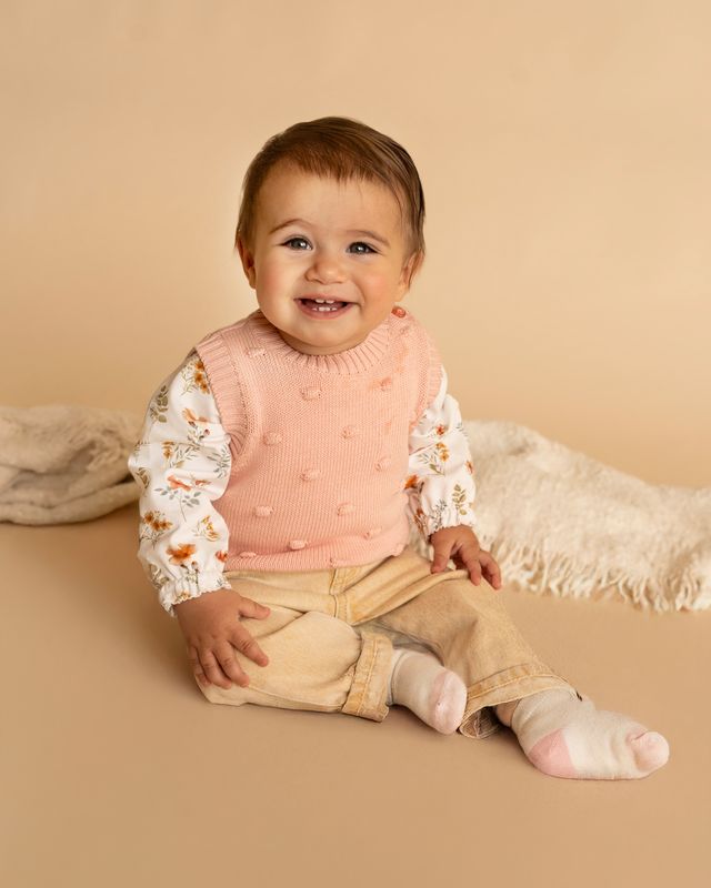 Bobble Knit Vest - Vintage Rose