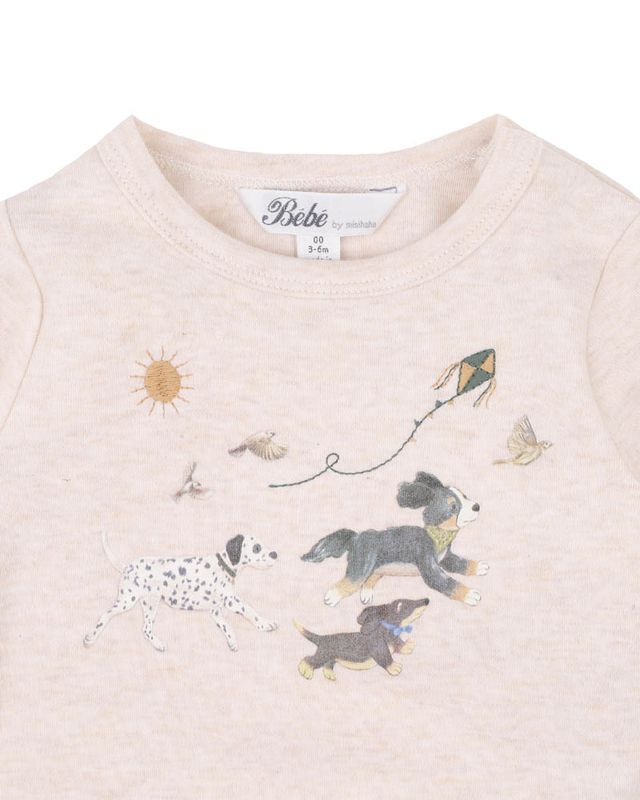 Otto Dogs L/S Bodysuit - Natural Marl
