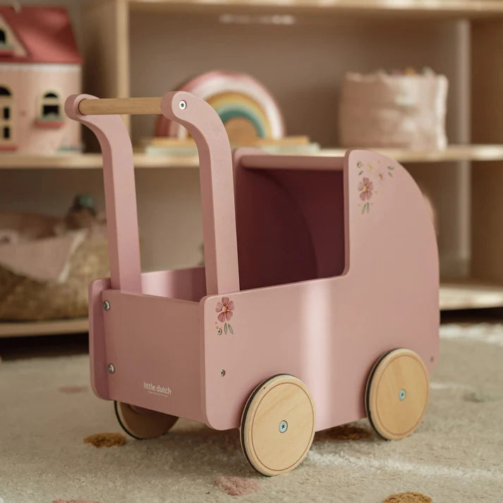 Little Dutch Wooden Stroller with Textiles - Pink