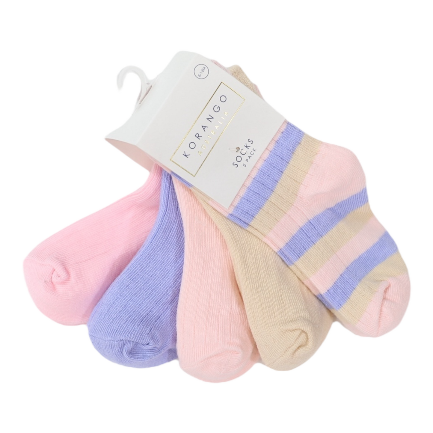 Socks 5 Pk - Pink Stripe