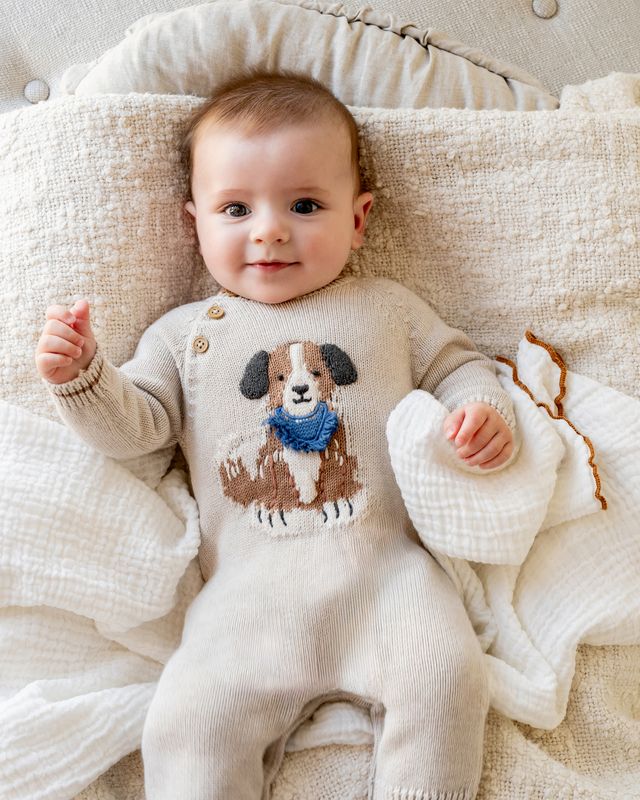 Knitted Dog Romper - Oat