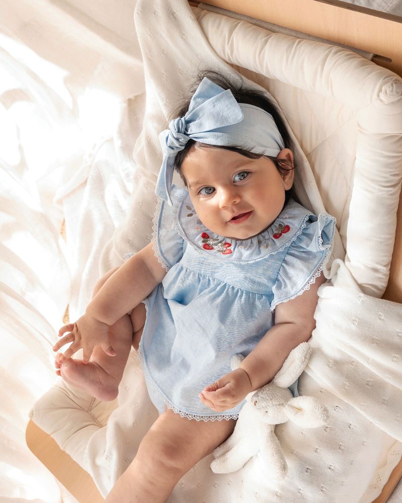Poppy Emb Overlay Bodysuit - Bluebell