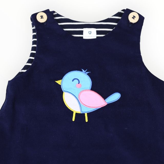 Little Wren Appliqued Cord Dress - Navy
