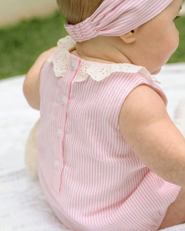 Willa Lace Collared Bodysuit - Musk Pink Stripe