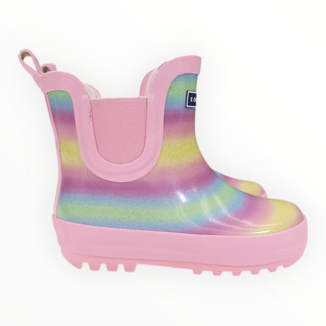 Glitter Rainbow Short Gumboot - Pink