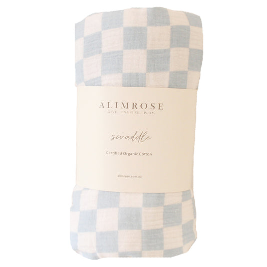 Muslin Swaddle - Blue Check