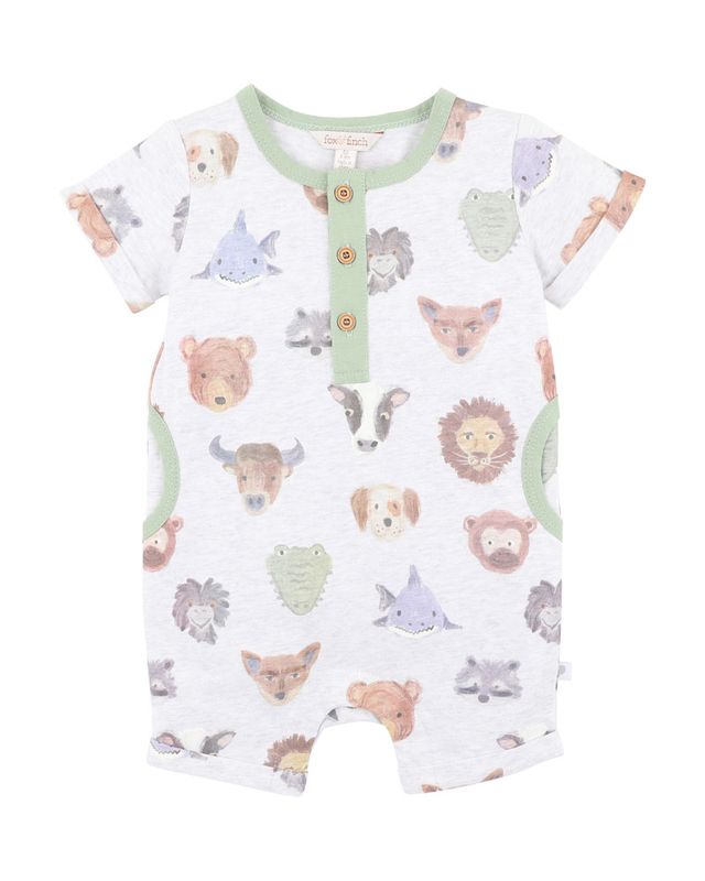 S/S Henley Romper - Wildings Print