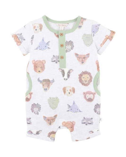S/S Henley Romper - Wildings Print