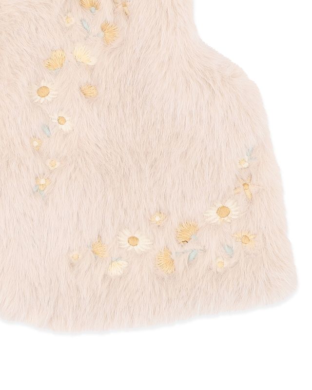 Winnie Emb. Faux Fur Vest - Natural