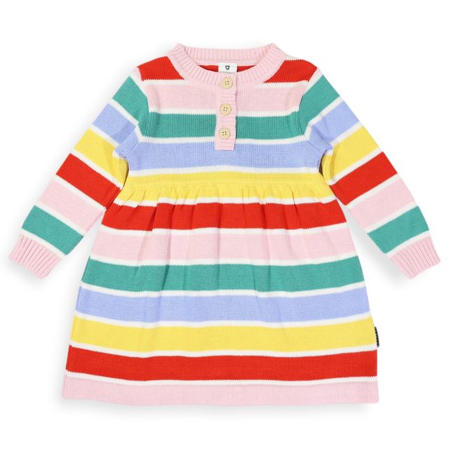 Striped Knit Dress - Yellow