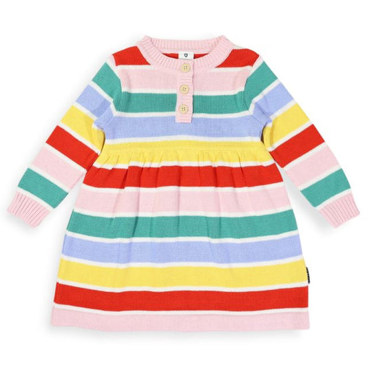 Striped Knit Dress - Yellow