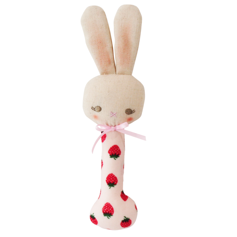 Baby Bunny Stick Rattle - Strawberry