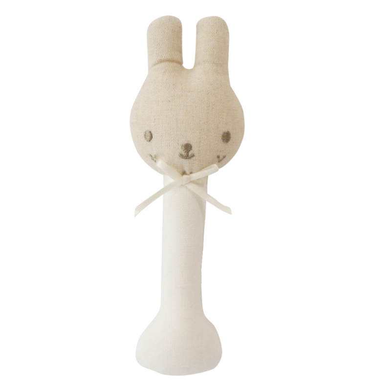 Linen Bunny Stick Rattle - Ivory