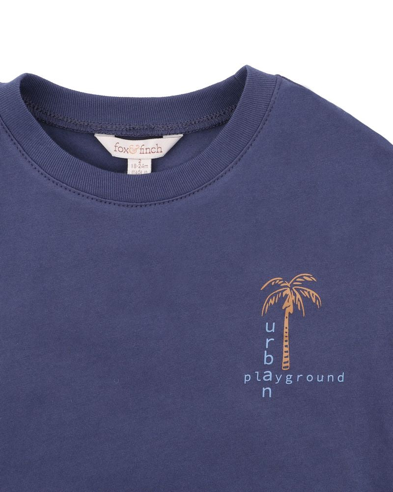 Casablanca Palm Tee - Moonlight Blue