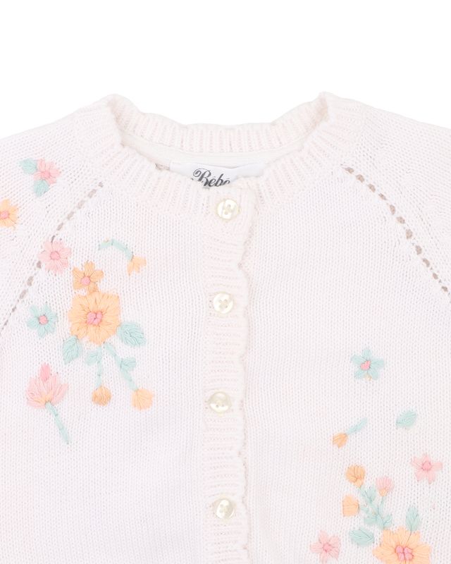 Fern Hand Emb.  Cardigan - Cloud