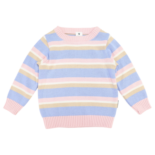 Stripe Knit Sweater - Pale Pink & Blue