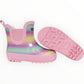 Glitter Rainbow Short Gumboot - Pink