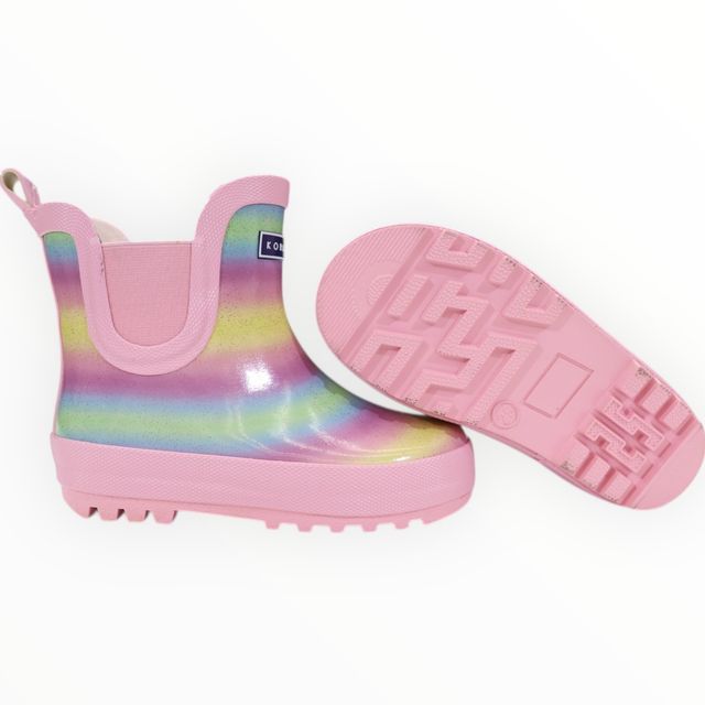 Glitter Rainbow Short Gumboot - Pink