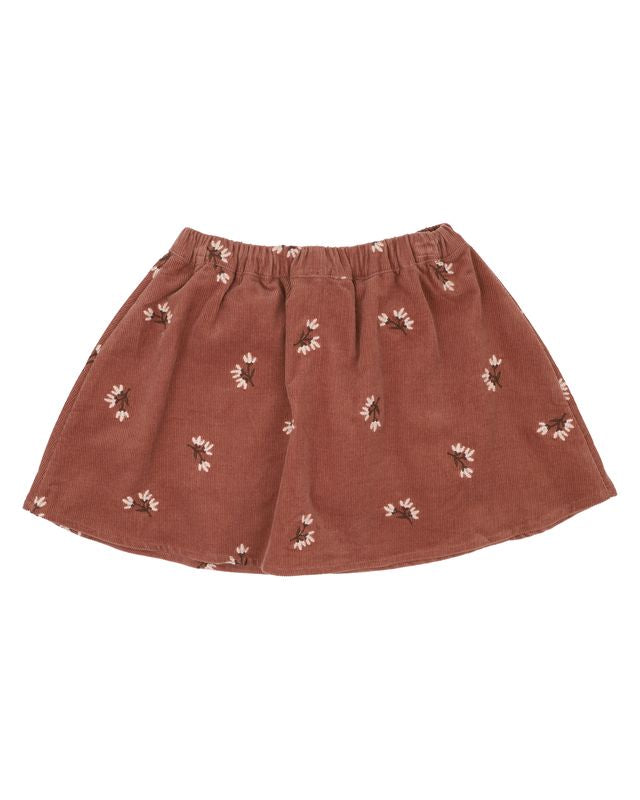 Embroidered Skirt w Shorts - Auburn Brown