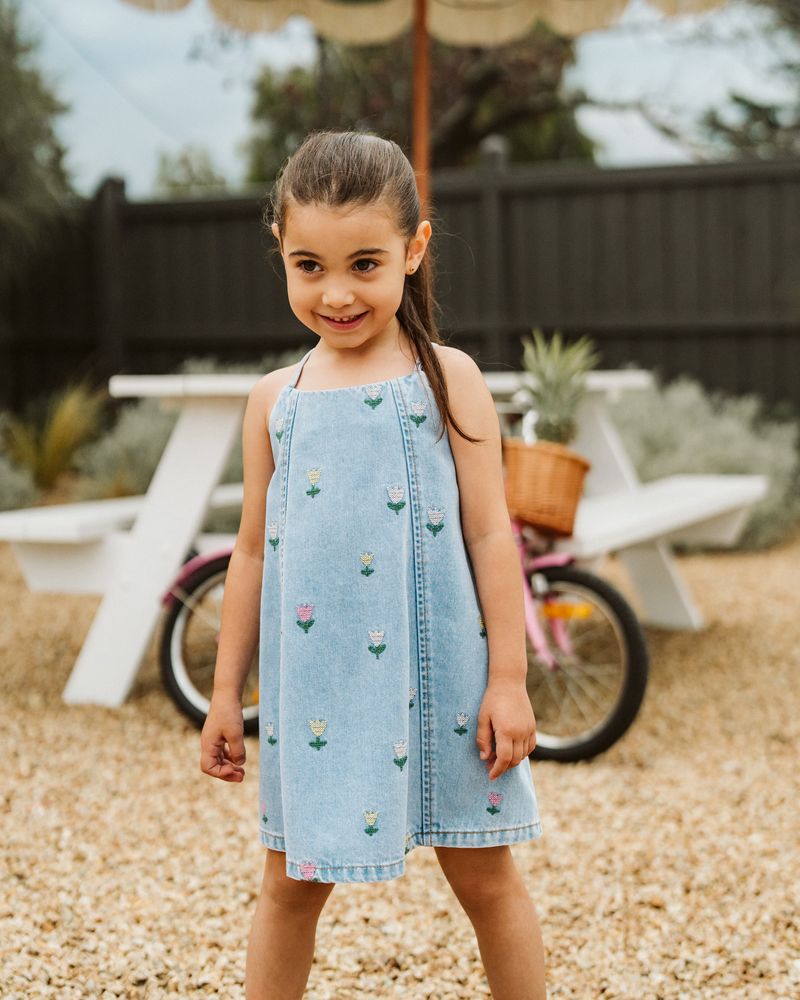 Sundae Denim Tulip Dress - Light Indigo