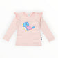 Frill Bird Striped Top - Pink