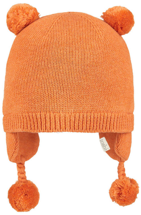 Toshi Organic Earmuff Snowy Beanie - Tangerine