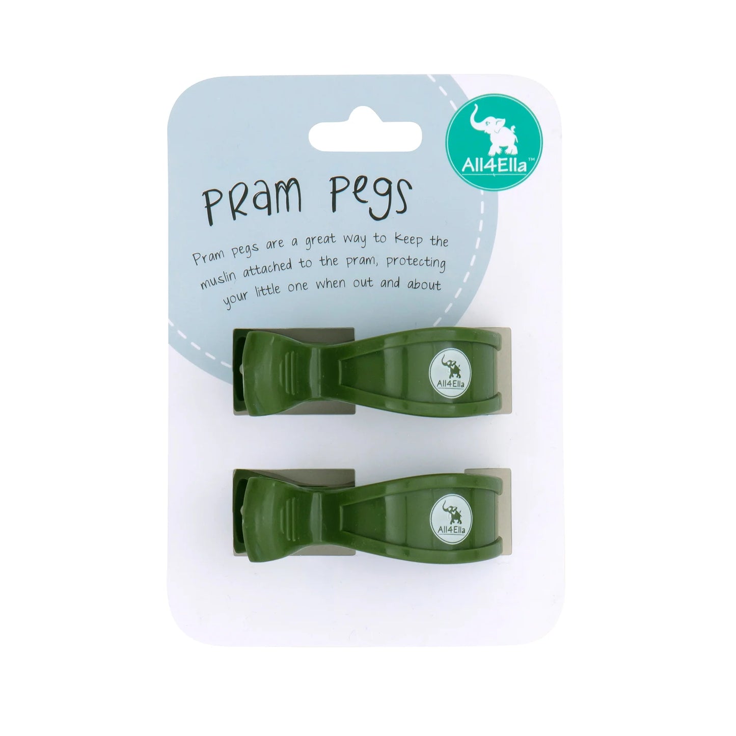 Pram Pegs 2Pk - Forest Green