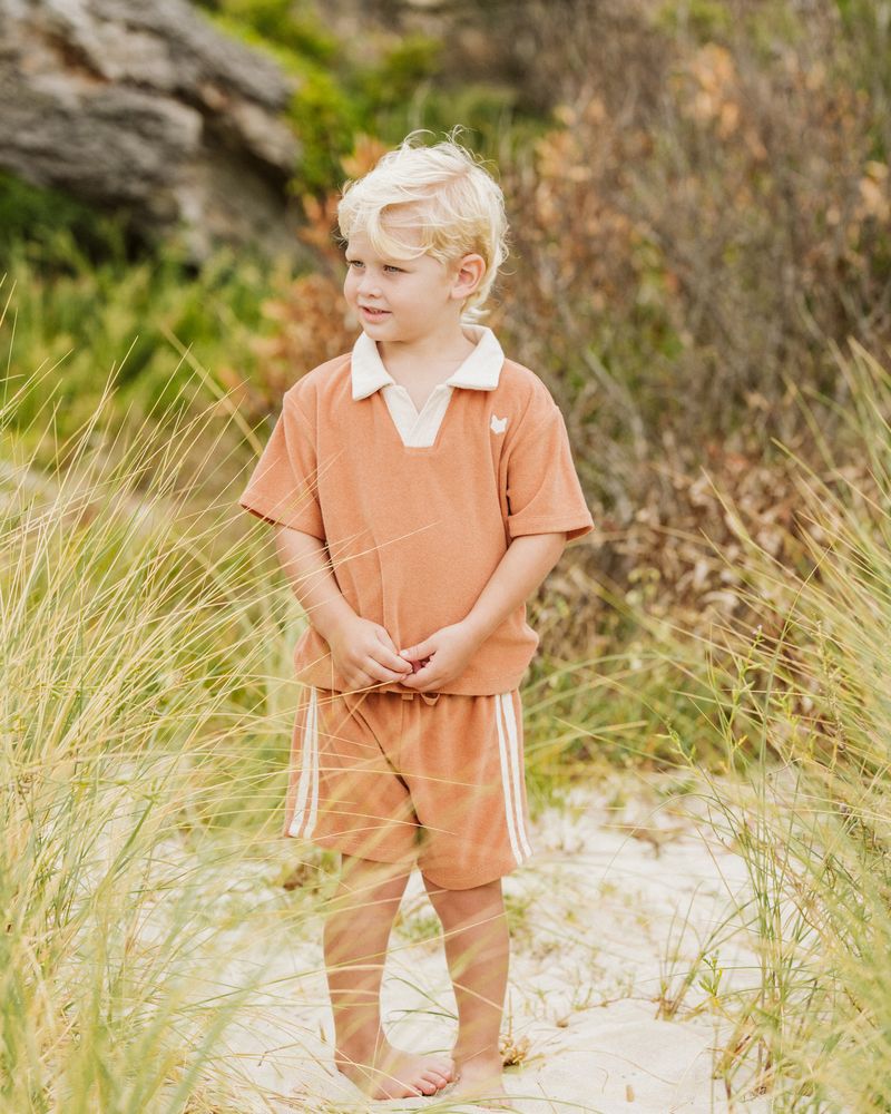 Caramel Side Stripe Toweling Shorts