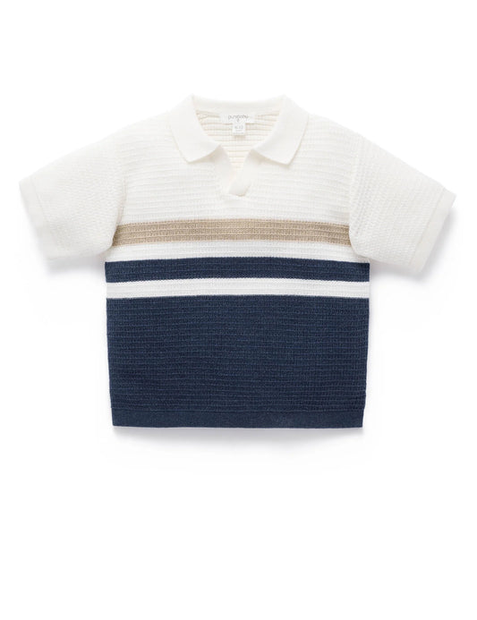 Knitted Polo - Textured Stripe