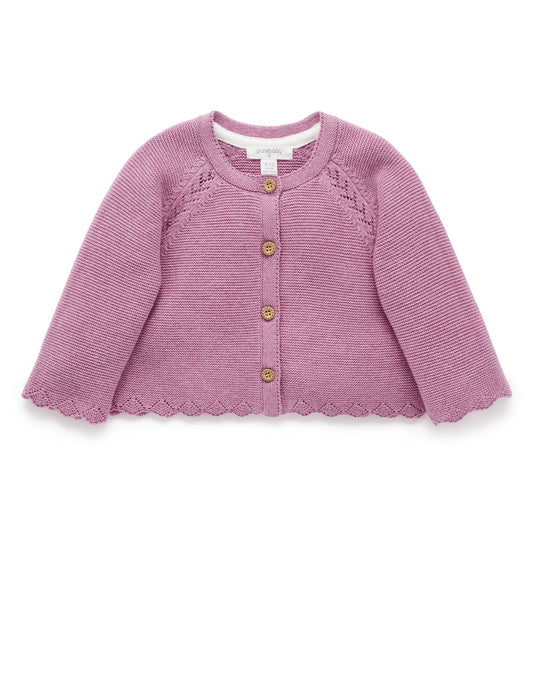 Scalloped Cardigan  - Lavender
