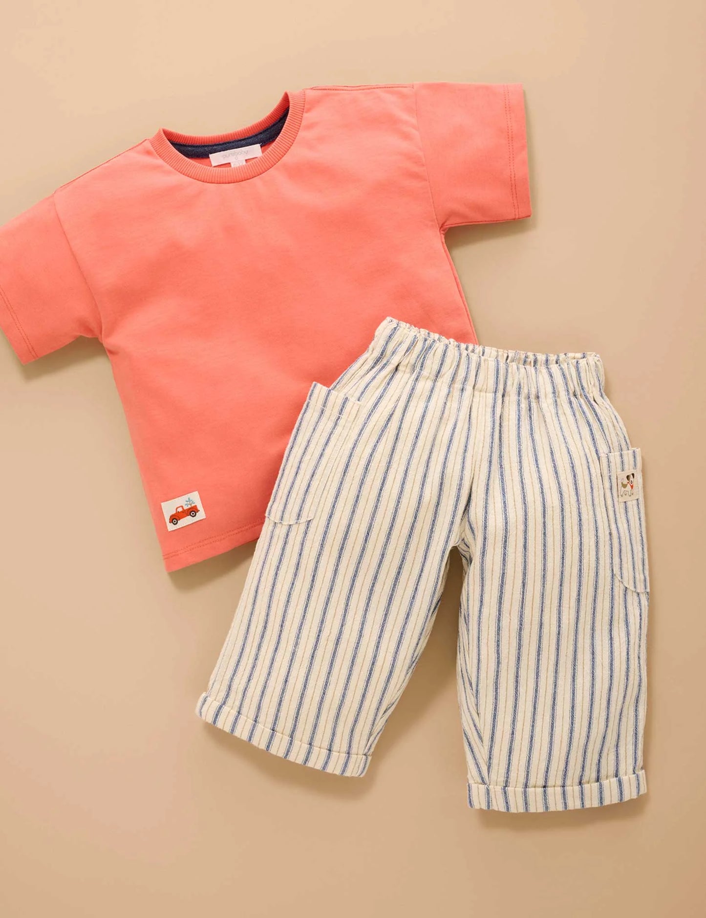 Pull on Baggy Pant - Ticking Stripe