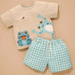 Pull on Gingham Shorts - Kingfisher Stripe