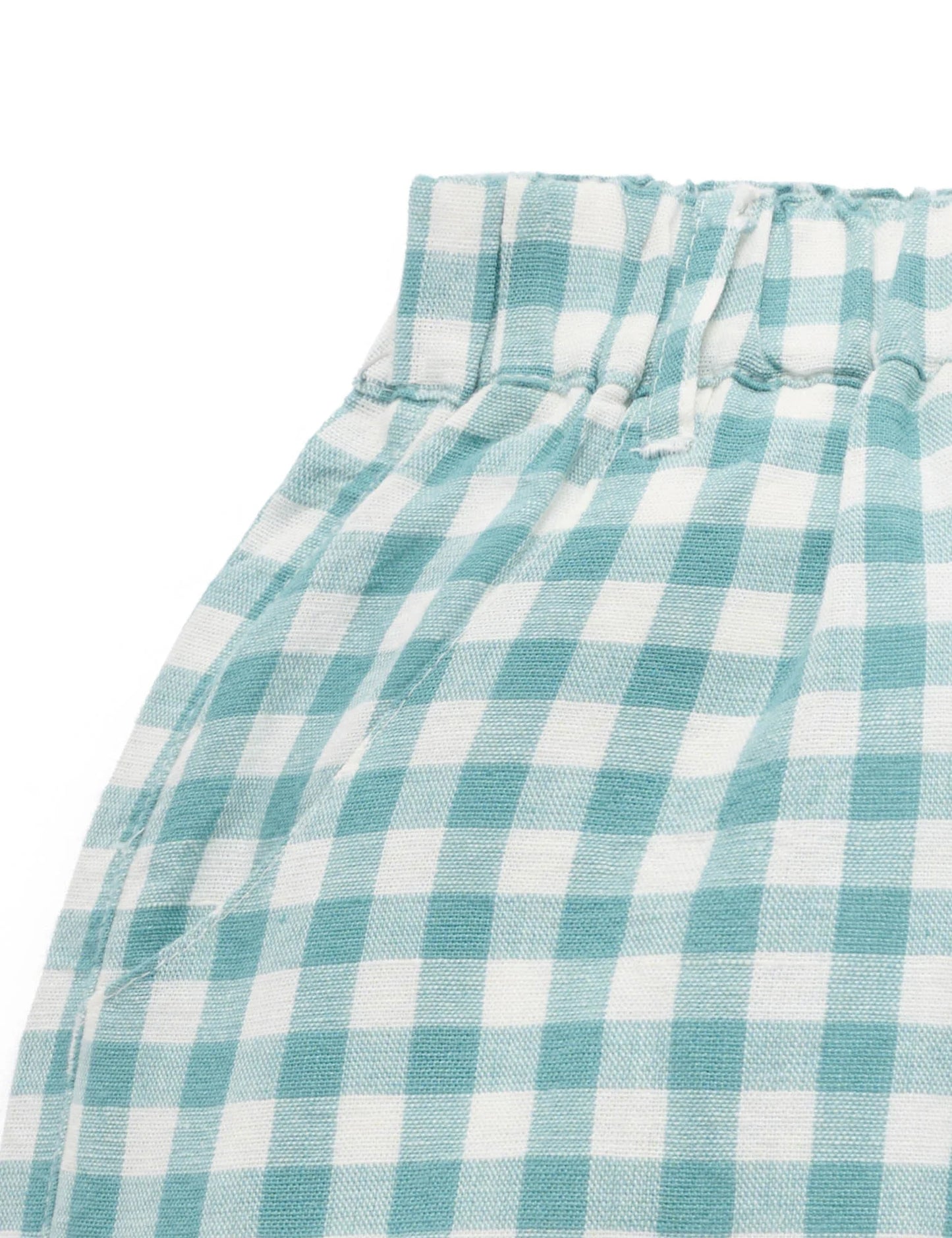 Pull on Gingham Shorts - Kingfisher Stripe