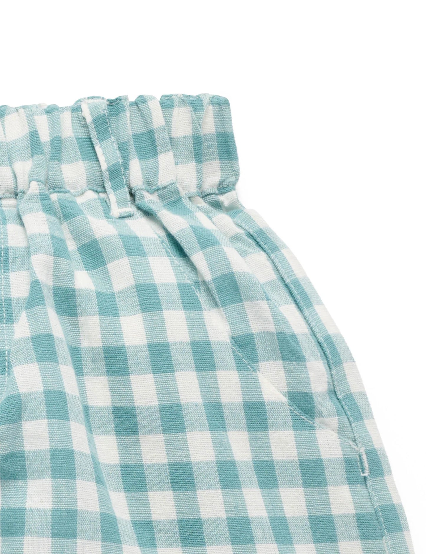 Pull on Gingham Shorts - Kingfisher Stripe