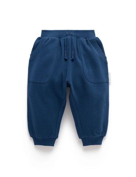 Textured Slouchy Pants - French Navy