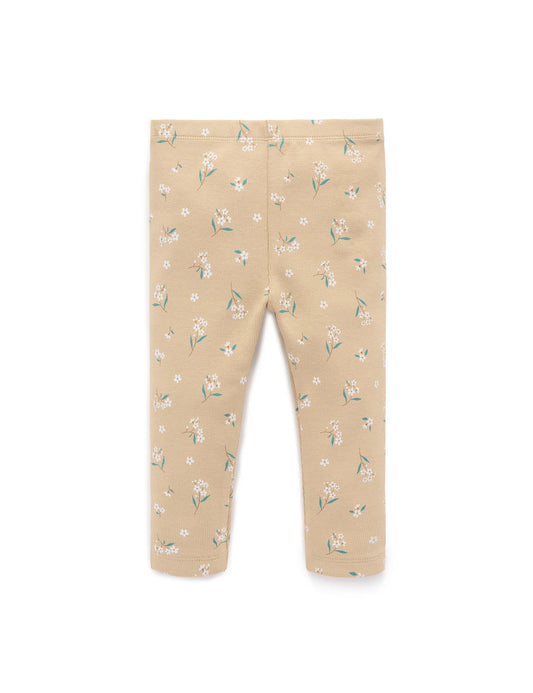 Thick Rib Leggings - Tan Meadow Print