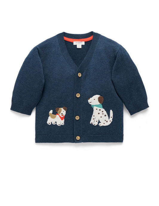 Doggy Cardigan - French Navy Melange