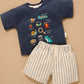 Pull On Striped Shorts - Ticking Stripe