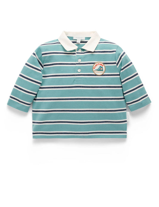 Relaxed Rugby Polo Shirt - Kingfisher Stripe
