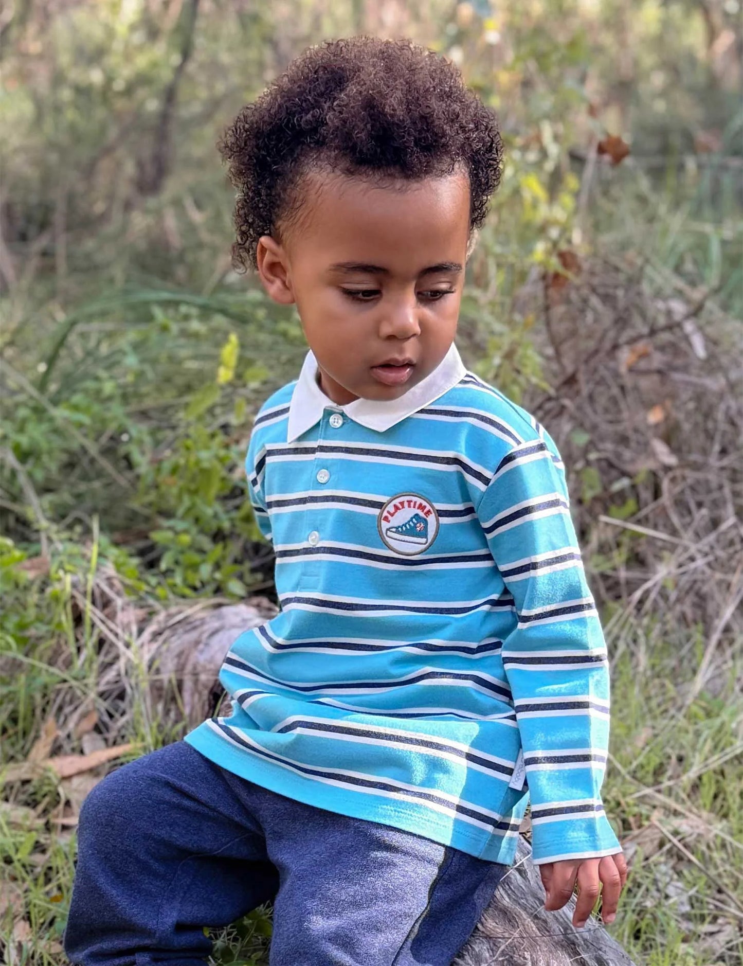 Relaxed Rugby Polo Shirt - Kingfisher Stripe