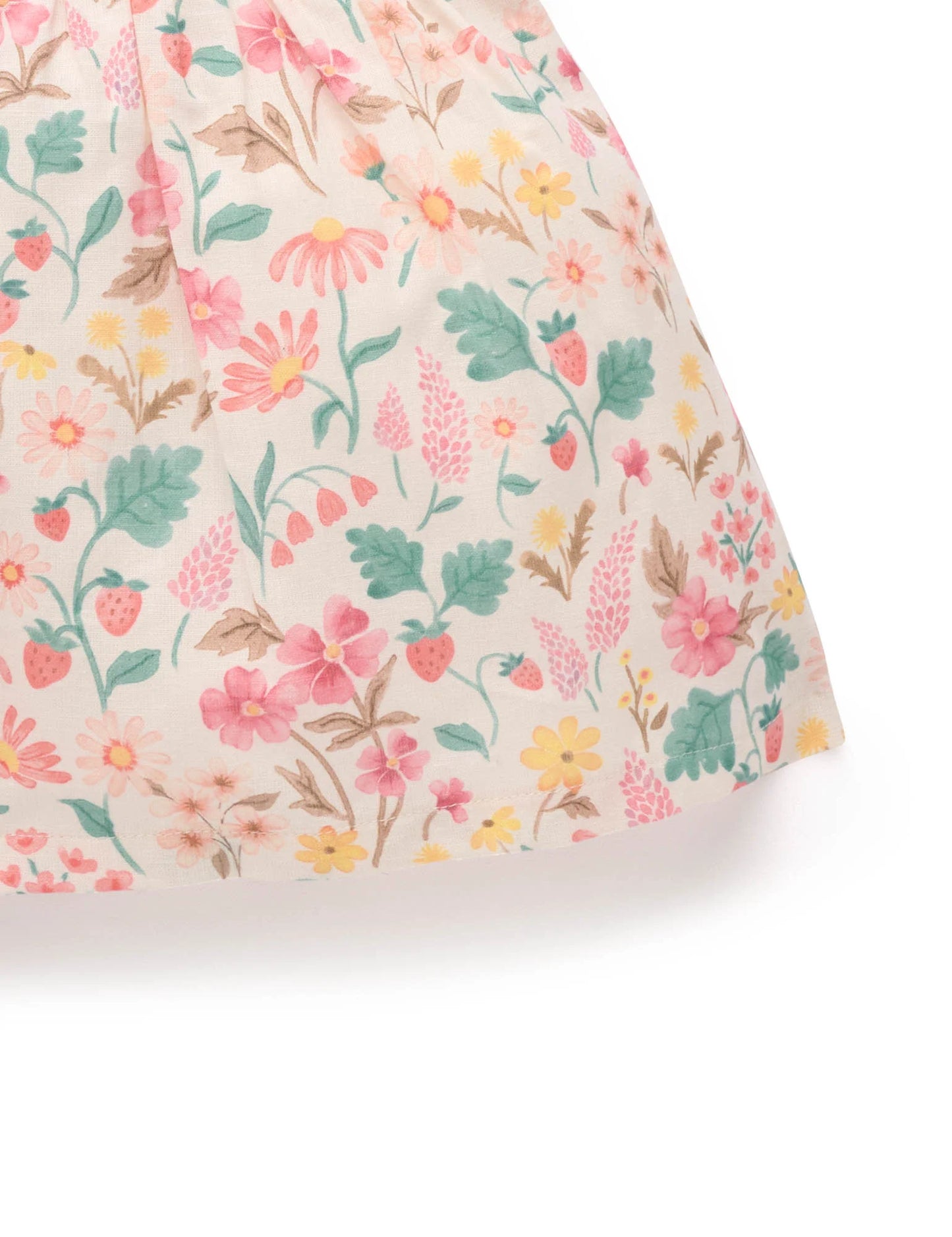 Linen Blend Shirt Dress - Strawberry Garden Floral